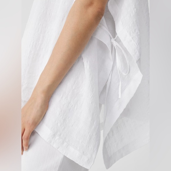 NWOT Eileen Fisher Linen Cotton Sheer Check Poncho Size S/M - Picture 4 of 12